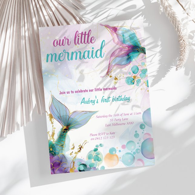 Our Little Mermaid Sea 1st Birthday Invitation (Creator Uploaded)