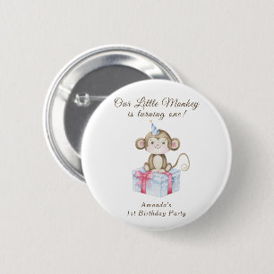 Our Little Monkey First Birthday 6 Cm Round Badge