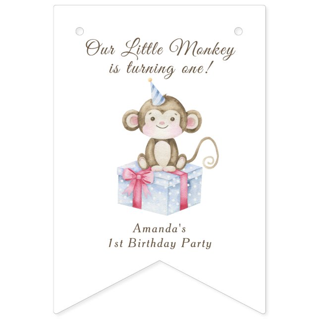 Our Little Monkey First Birthday  Bunting (First Flag)