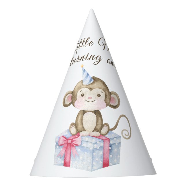 Our Little Monkey First Birthday  Party Hat (Front)