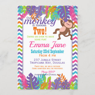 Our Little Monkey Kids Birthday Party Invitation