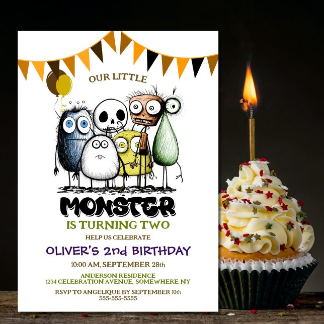 Our Little Monster 2nd Birthday Party Invitation (Creator Uploaded)