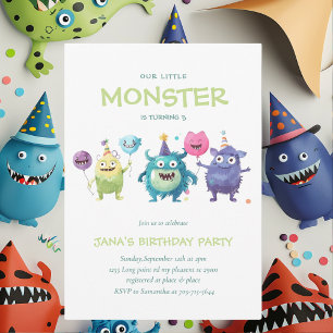 Our Little Monster   Colourful Three Monsters   Invitation