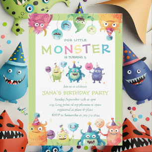 Our Little Monster   Colourful Three Monsters   Invitation