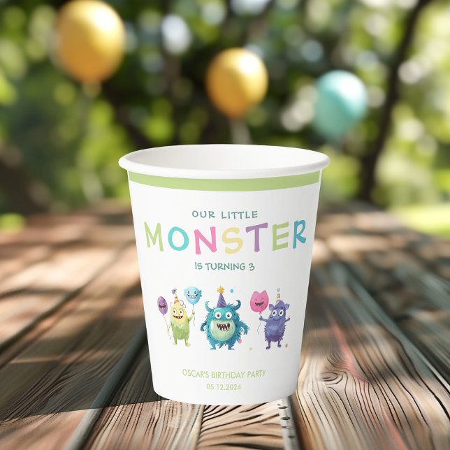 Our Little Monster | Colourful Three Monsters Paper Cups (Creator Uploaded)