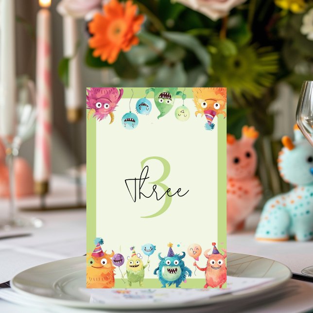 Our Little Monster | Colourful Three Monsters Table Number (Creator Uploaded)