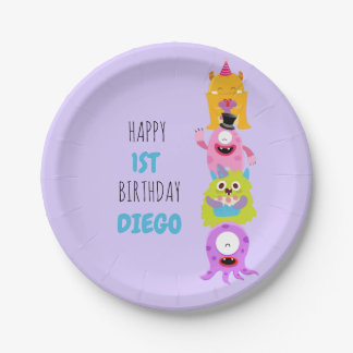 Our Little Monster is Turning One Invitation Paper Paper Plate