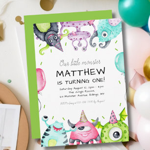 Our Little Monster Kid's 1st Birthday Party Invitation