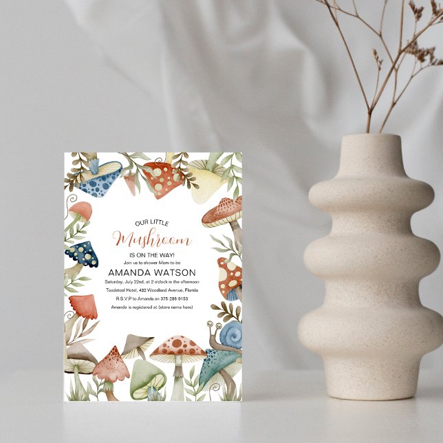 Our little Mushroom is on the way! Baby Shower Inv Invitation (Creator Uploaded)