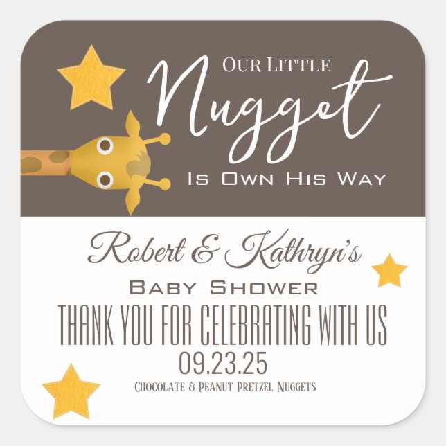 "Our Little Nugget" Baby Shower Favour Food Label (Front)