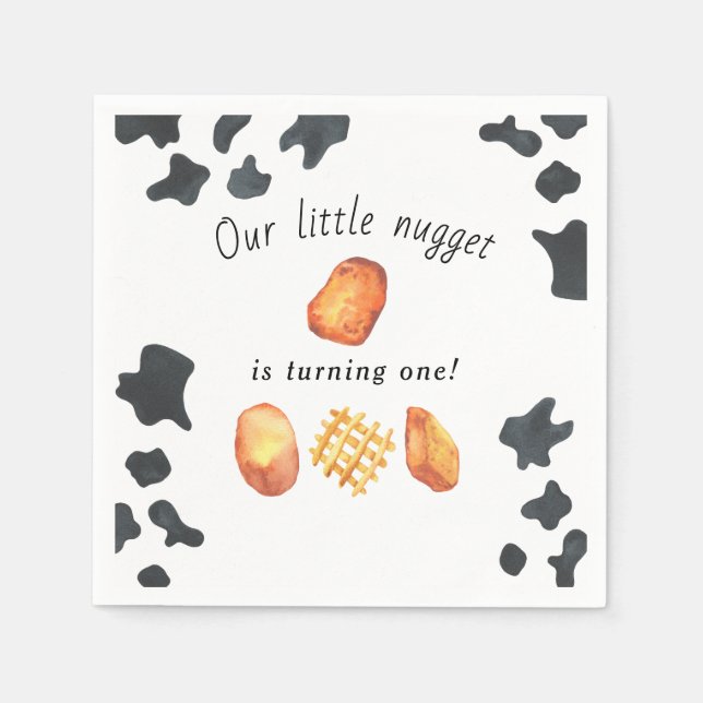 Our Little Nugget is turning one Kids Birthday Napkin (Front)