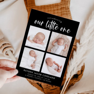 Our Little One Black Multi Photo Birth Announcement
