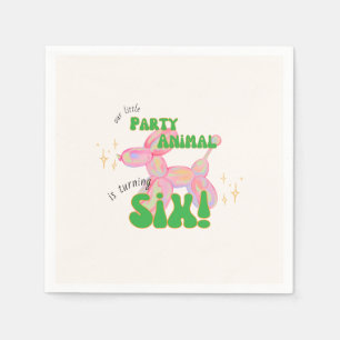 Our Little Party Balloon Animal 6th Birthday Napkin