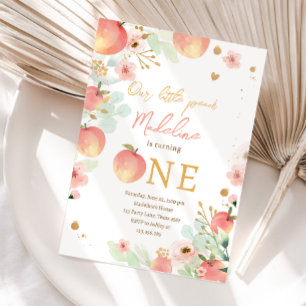 Our Little Peach Girl Sweet 1st First Birthday Invitation