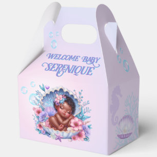 Our Little Pearl Black Baby Girl Pastel Seashell Favour Box