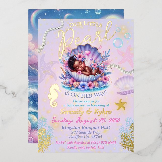 Our little Pearl Pastel Seashell Baby Shower (Front/Back)