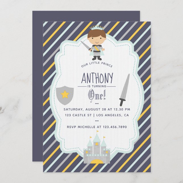 Our Little Prince Birthday Party Invitation (Front/Back)