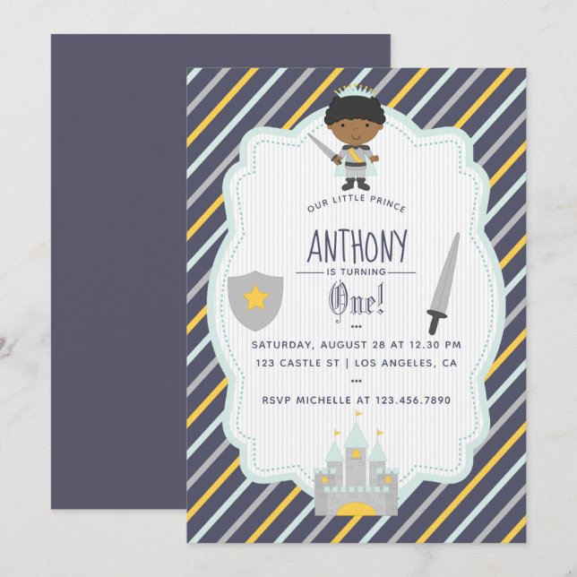 Our Little Prince Birthday Party Invitation (Front/Back)