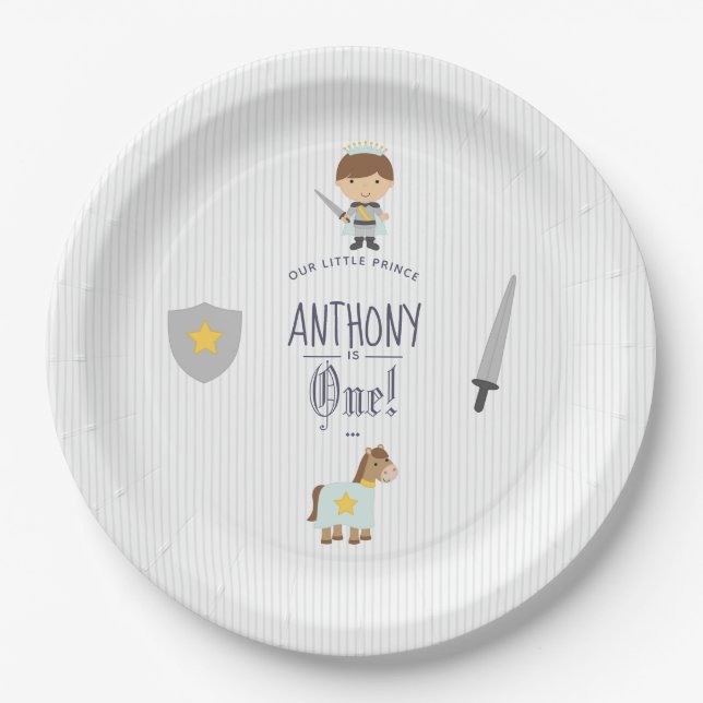 Our Little Prince Birthday Party Paper Plate (Front)