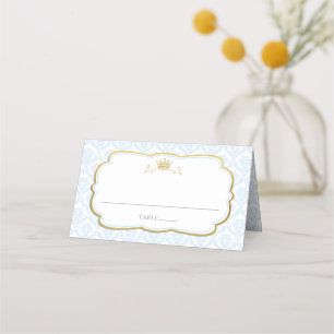 Our Little Prince Damask 1st Birthday Baby Shower Place Card