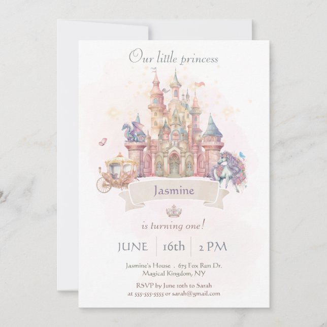 Our Little Princess Fairytale Kid's Invitation  (Front)