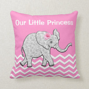 Our Little Princess Pink Baby Elephant Pillows