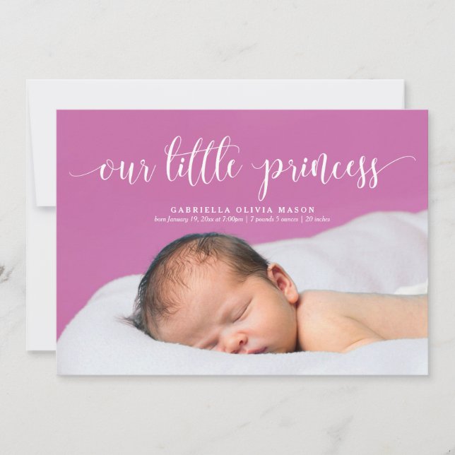 Our Little Princess Script Birth Announcement (Front)