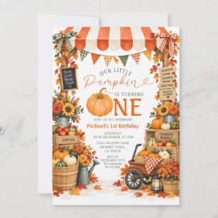 Our Little Pumpkin 1st Birthday Fall Fresh Market Invitation
