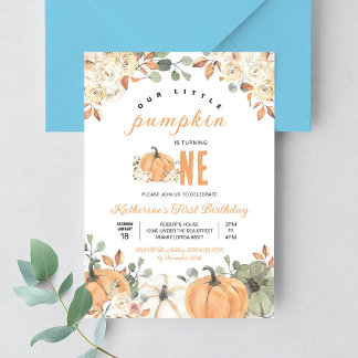 Our Little Pumpkin 1st Birthday Fall Invitation