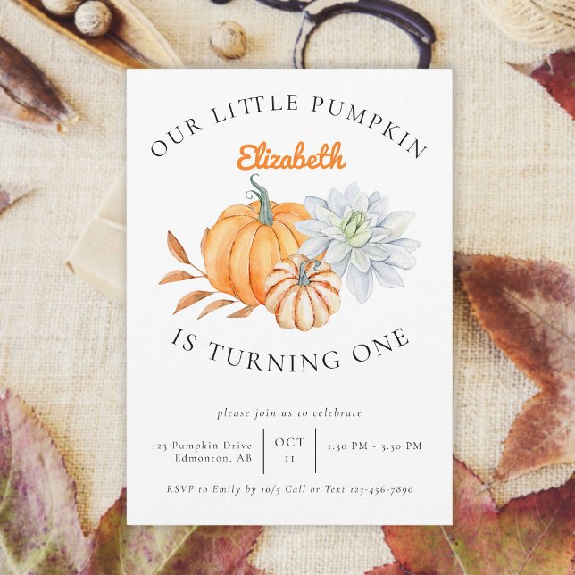 Our Little Pumpkin 1st Birthday Floral Fall Autumn Invitation (Creator Uploaded)