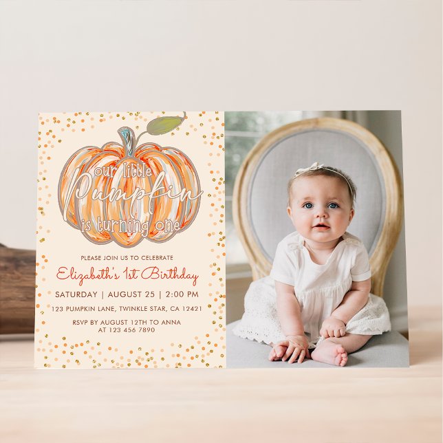 Our Little Pumpkin 1st Birthday Invitation (Creator Uploaded)