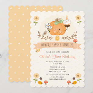 Our Little Pumpkin 1st Birthday Invitations Girl