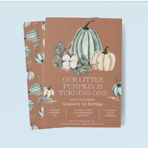 Our Little Pumpkin 1st Birthday Party Invitation