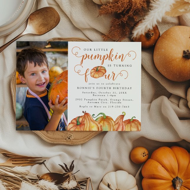 Our Little Pumpkin 4th Birthday Party Invitation (Creator Uploaded)