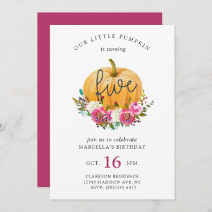 Our Little Pumpkin 5th Birthday Invitation