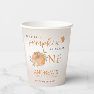 Our Little Pumpkin Autumn Fall 1st Birthday Paper Cups