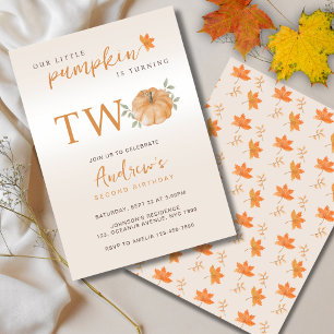 Our Little Pumpkin Autumn Fall 2nd Birthday Invitation