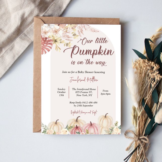Our Little Pumpkin Baby Shower Floral Fall  Invitation (Creator Uploaded)