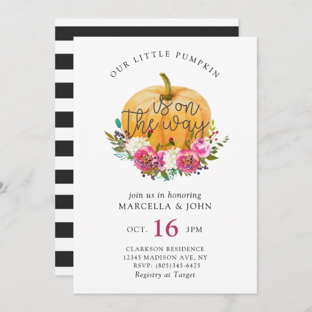 Our Little Pumpkin Baby Shower Invitation (Front/Back)