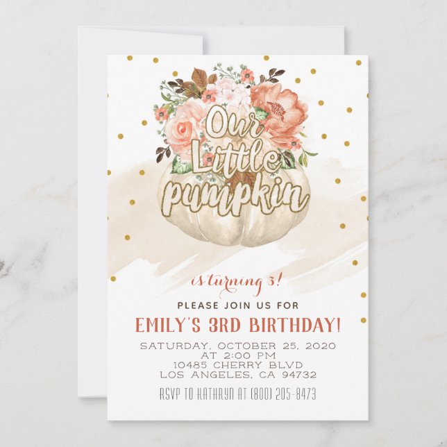 Our Little Pumpkin Birthday Invitation (Front)