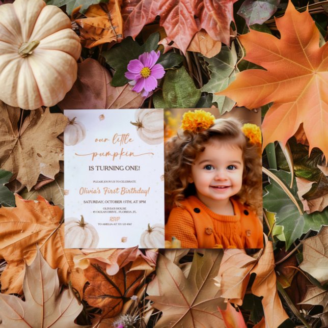 Our Little Pumpkin Birthday Photo Invitation (Creator Uploaded)