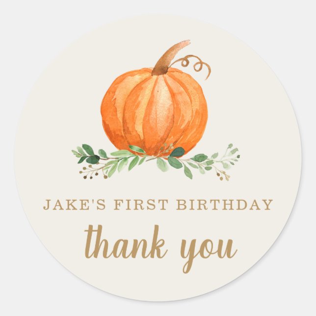 Our Little Pumpkin Birthday Sticker (Front)