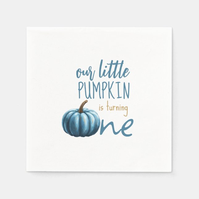 Our Little Pumpkin Blue 1st Birthday  Napkin (Front)