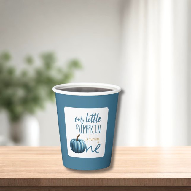 Our Little Pumpkin Blue 1st Birthday  Paper Cups (Creator Uploaded)