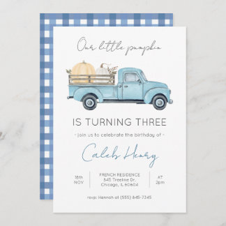 Our Little Pumpkin/Blue Truck Birthday invitation