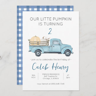 Our Little Pumpkin/Blue Truck Birthday Invitation