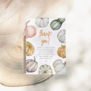 Our Little Pumpkin Boho Fall Birthday Party Thank You Card