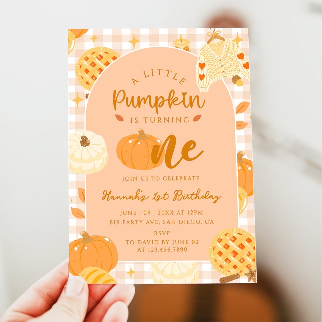 Our Little Pumpkin Boho Orange 1st Birthday  Invitation (Creator Uploaded)