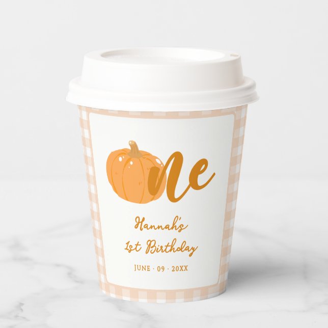 Our Little Pumpkin Boho Orange 1st Birthday  Paper Cups (Front)