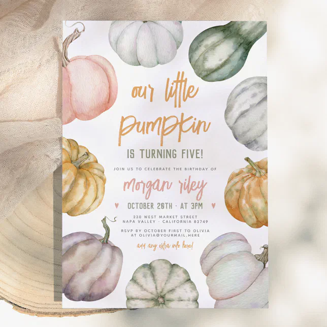 Our Little Pumpkin Cute Boho Fall Birthday Party Invitation | Zazzle